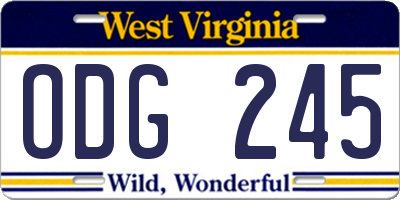 WV license plate ODG245
