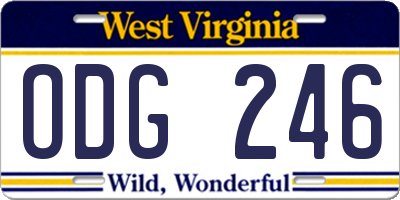 WV license plate ODG246