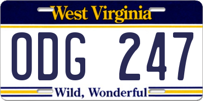 WV license plate ODG247