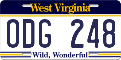 WV license plate ODG248