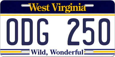 WV license plate ODG250