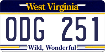 WV license plate ODG251