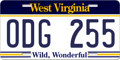 WV license plate ODG255