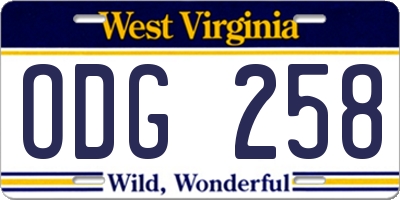 WV license plate ODG258