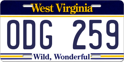WV license plate ODG259