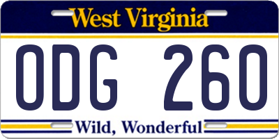 WV license plate ODG260