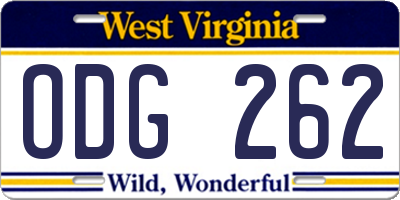 WV license plate ODG262