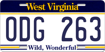 WV license plate ODG263