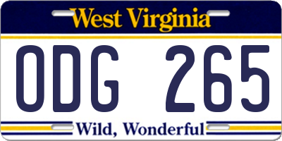WV license plate ODG265
