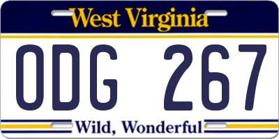 WV license plate ODG267
