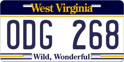 WV license plate ODG268
