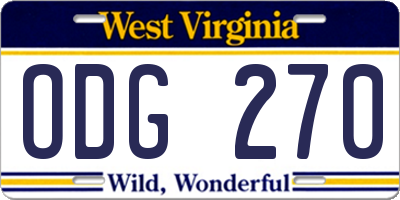 WV license plate ODG270