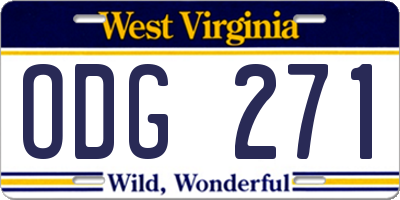 WV license plate ODG271