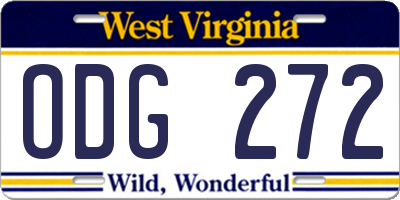 WV license plate ODG272