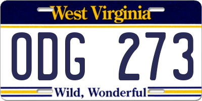 WV license plate ODG273
