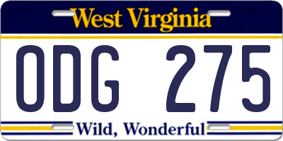WV license plate ODG275