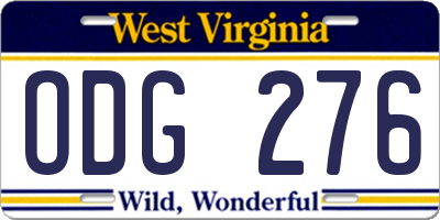 WV license plate ODG276