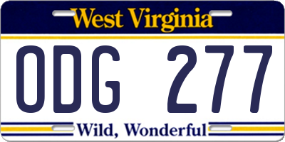 WV license plate ODG277