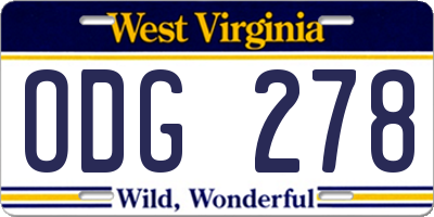 WV license plate ODG278