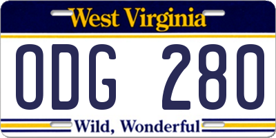 WV license plate ODG280