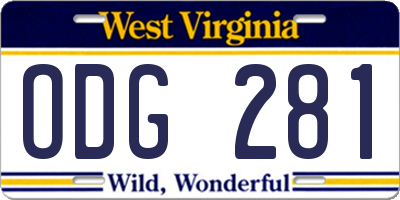 WV license plate ODG281