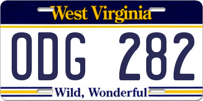 WV license plate ODG282