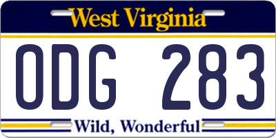 WV license plate ODG283