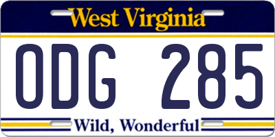 WV license plate ODG285