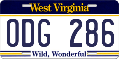 WV license plate ODG286