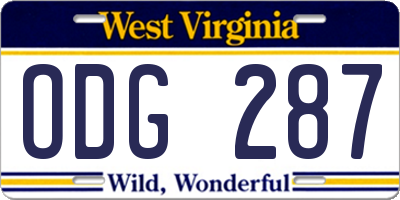 WV license plate ODG287