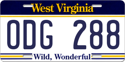 WV license plate ODG288