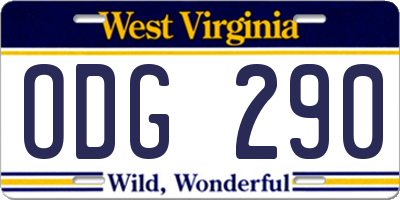 WV license plate ODG290