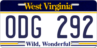 WV license plate ODG292