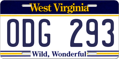 WV license plate ODG293