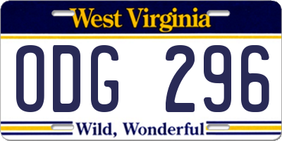 WV license plate ODG296