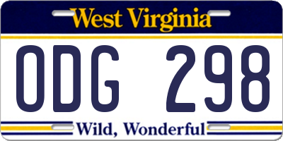 WV license plate ODG298