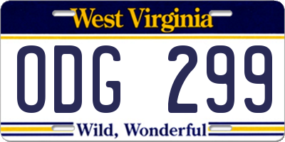 WV license plate ODG299