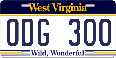 WV license plate ODG300