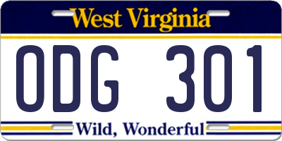 WV license plate ODG301