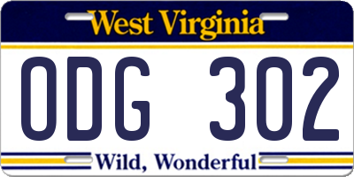 WV license plate ODG302