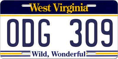 WV license plate ODG309