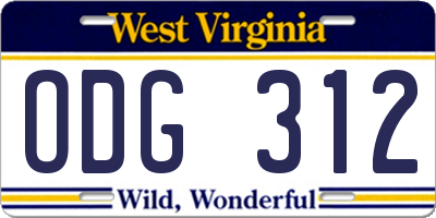 WV license plate ODG312