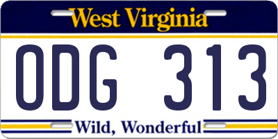 WV license plate ODG313