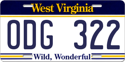 WV license plate ODG322