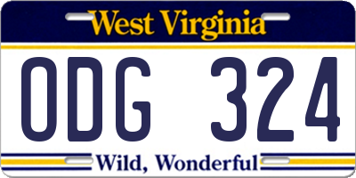 WV license plate ODG324