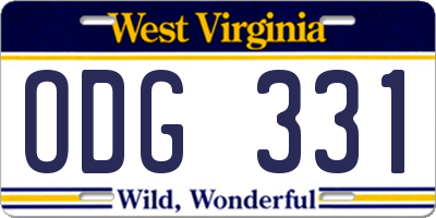 WV license plate ODG331
