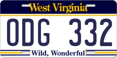 WV license plate ODG332