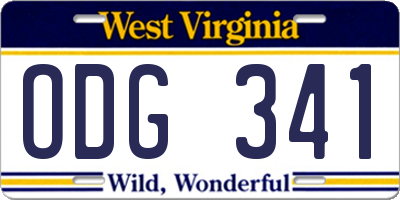 WV license plate ODG341