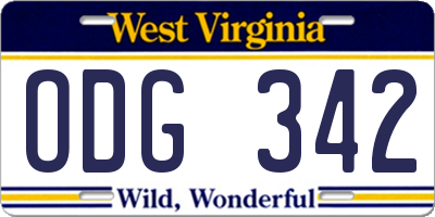 WV license plate ODG342