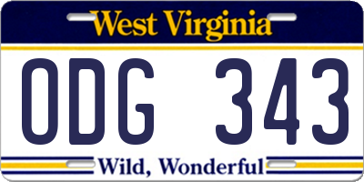 WV license plate ODG343
